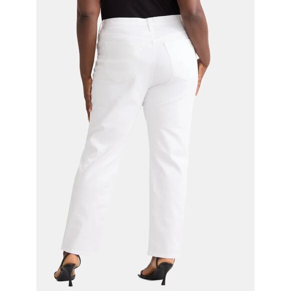 Terra & Sky Women's Plus Size Straight Jeans, Size 22W, 29 " Inseam, White Wash - Picture 2 of 5